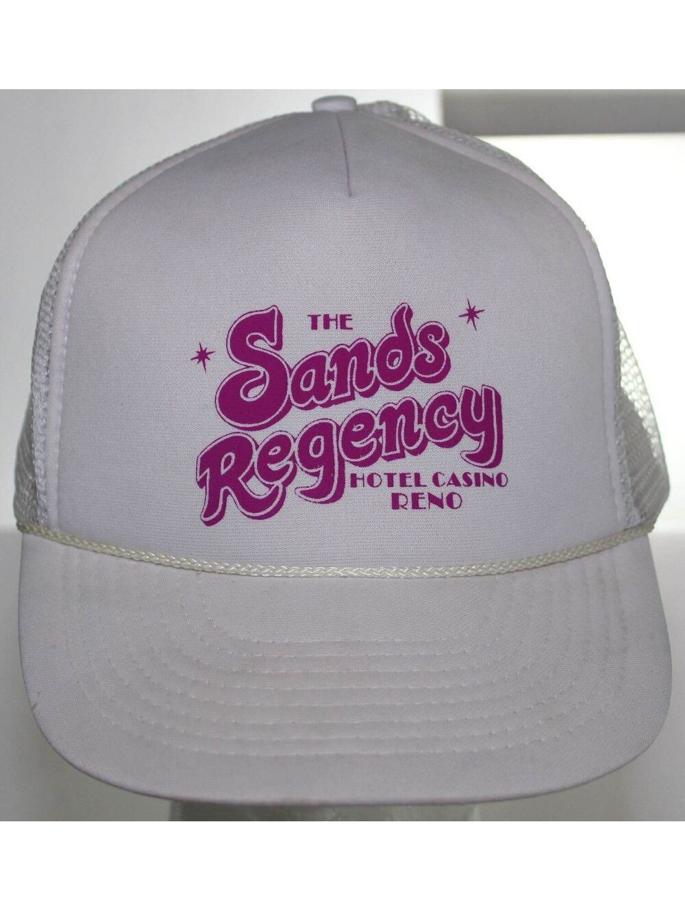 Vintage The Sands Regency Hotel Casino Reno Nevada Trucker Hat Snapback Cap Wht